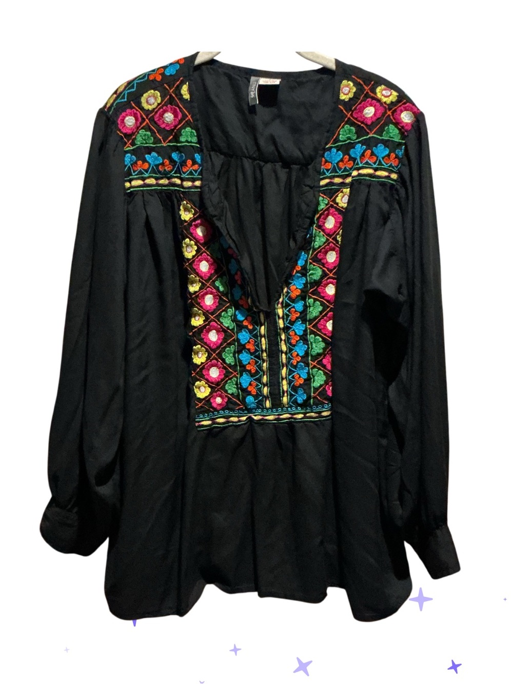ANU Women’s Embroidered Semi Sheer Tunics Top